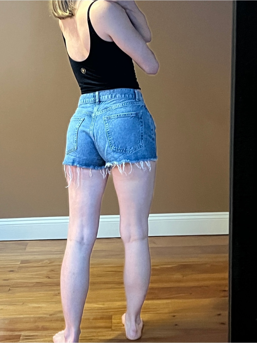 Reformation Distressed Blue Denim Cutoff Shorts - Picture 2 of 6